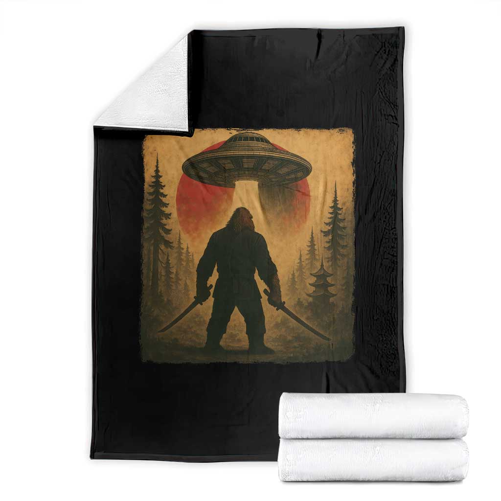 Samurai Bigfoot Throw Blanket Japanese Vintage Ukiyoe Style - Wonder Print Shop