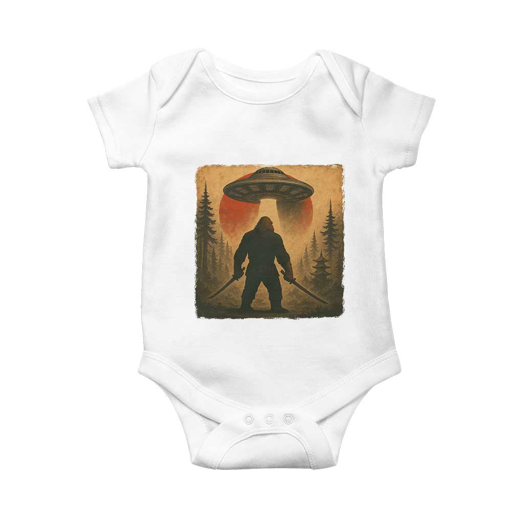 Samurai Bigfoot Baby Onesie Japanese Vintage Ukiyoe Style - Wonder Print Shop