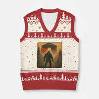 Samurai Bigfoot V-Neck Knit Sweater Vest Japanese Vintage Ukiyoe Style - Wonder Print Shop