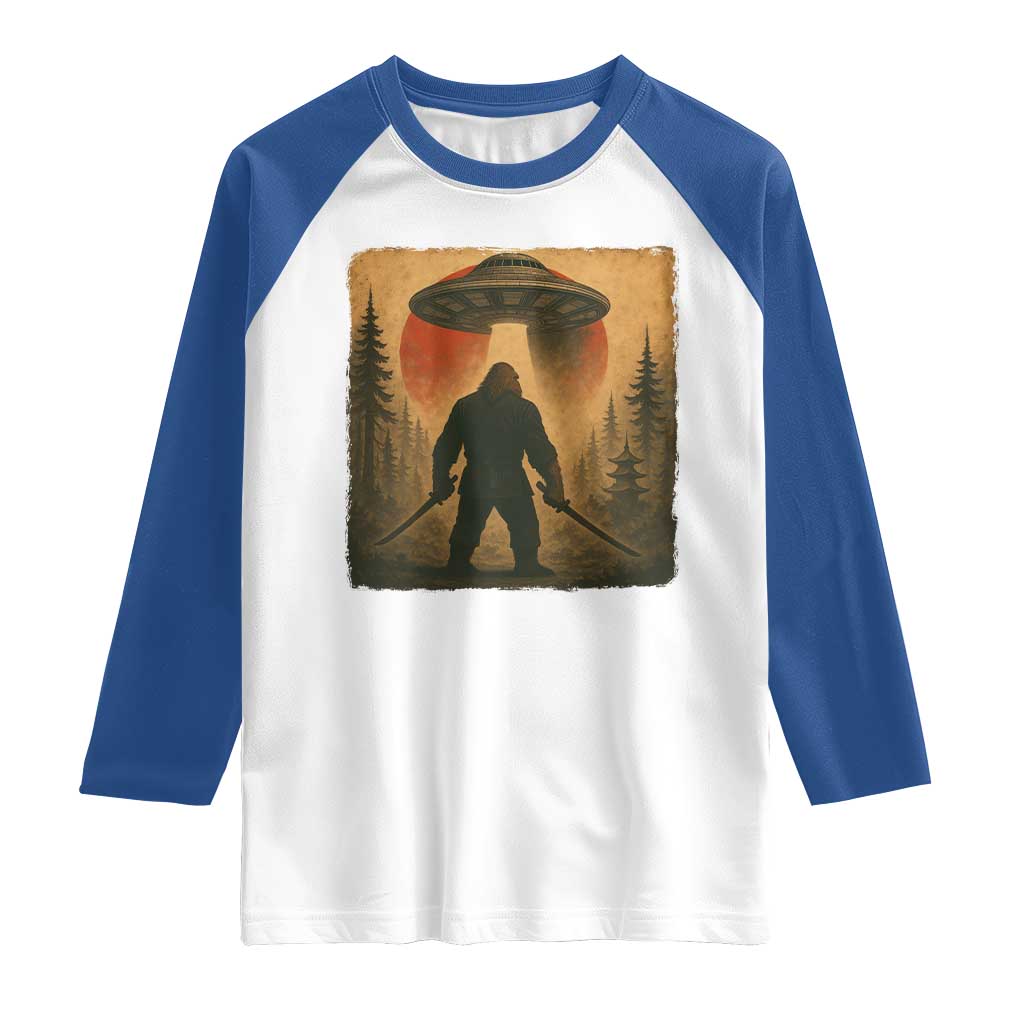 Samurai Bigfoot Raglan Shirt Japanese Vintage Ukiyoe Style - Wonder Print Shop