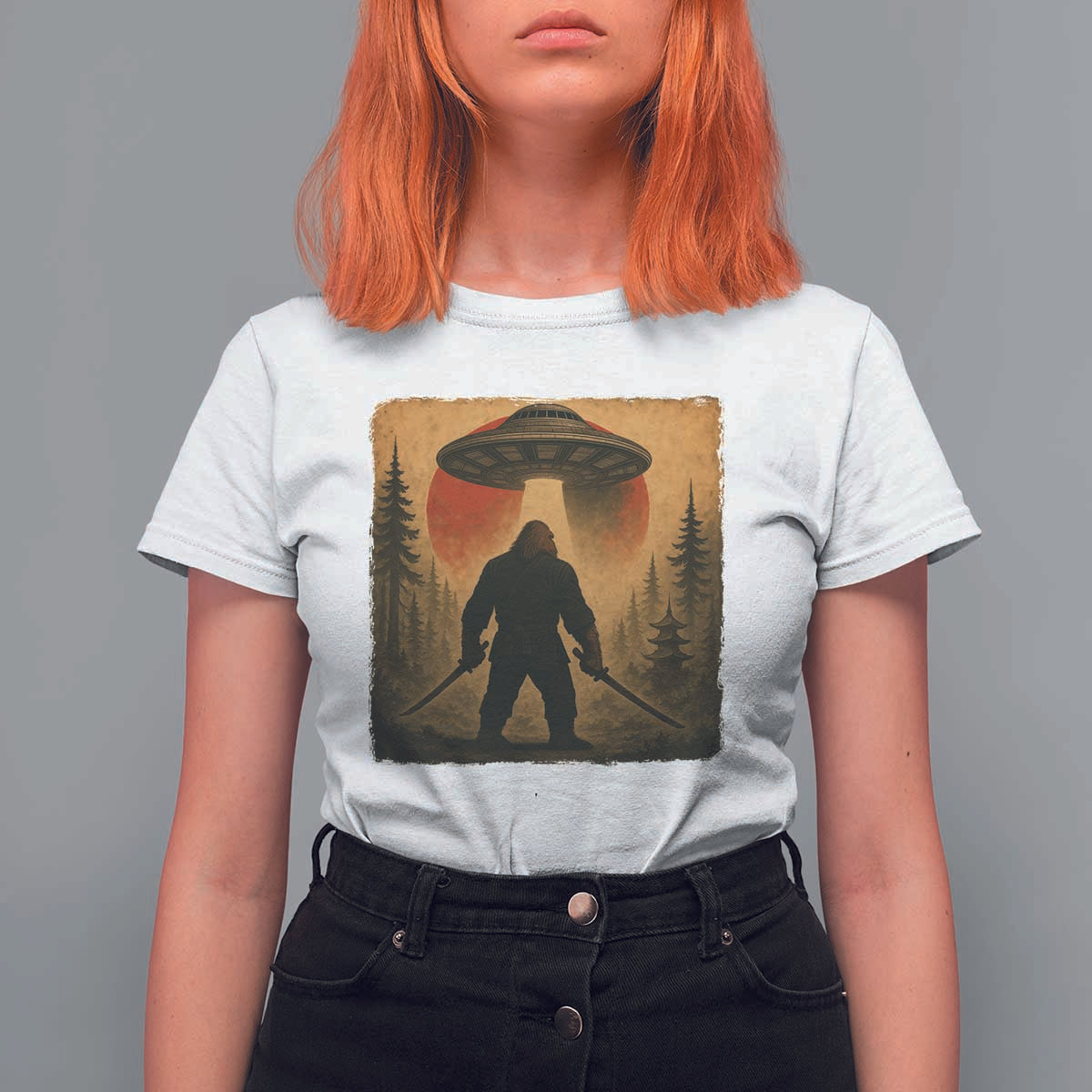 Samurai Bigfoot T Shirt For Women Japanese Vintage Ukiyoe Style - Wonder Print Shop