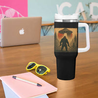 Samurai Bigfoot Tumbler With Handle Japanese Vintage Ukiyoe Style