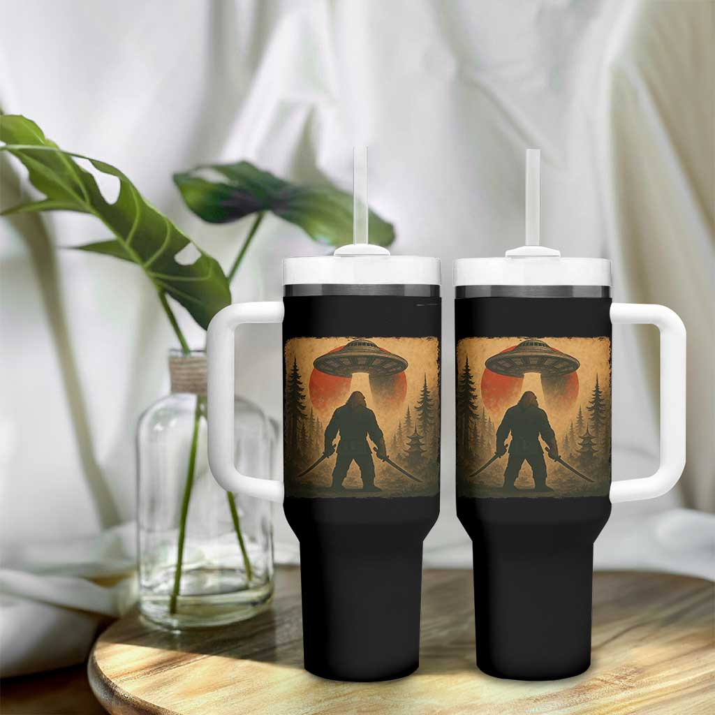 Samurai Bigfoot Tumbler With Handle Japanese Vintage Ukiyoe Style