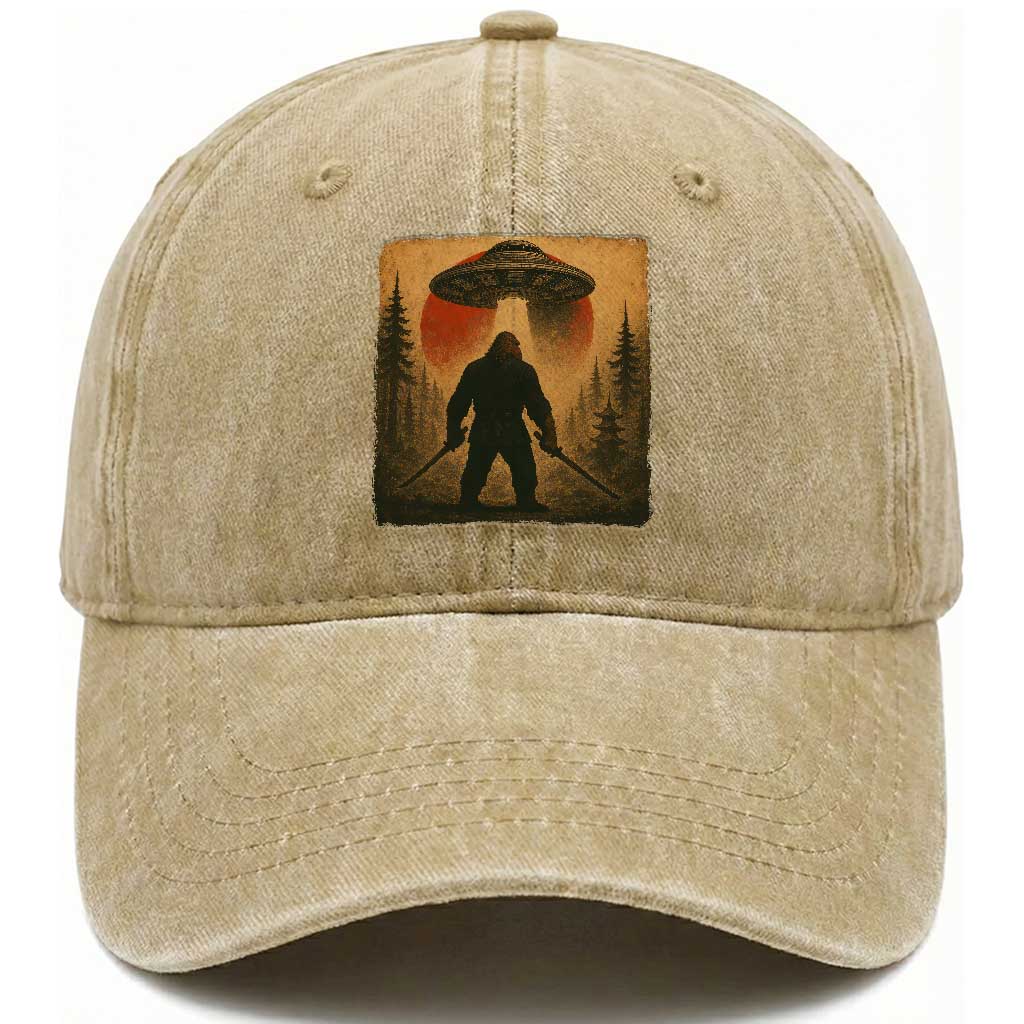 Samurai Bigfoot Washed Cotton Baseball Cap Japanese Vintage Ukiyoe Style