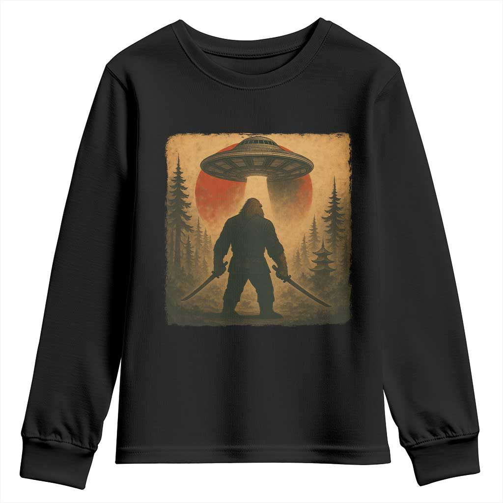 Samurai Bigfoot Youth Sweatshirt Japanese Vintage Ukiyoe Style - Wonder Print Shop