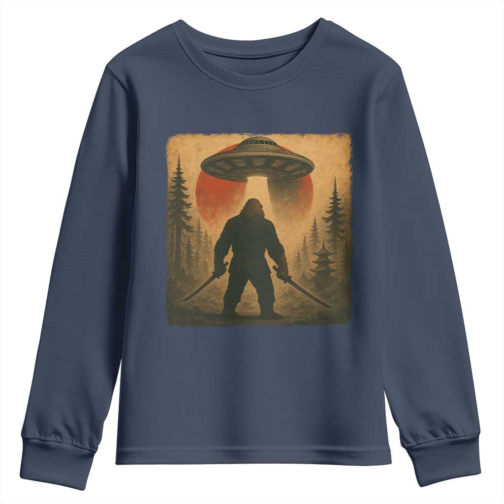 Samurai Bigfoot Youth Sweatshirt Japanese Vintage Ukiyoe Style - Wonder Print Shop