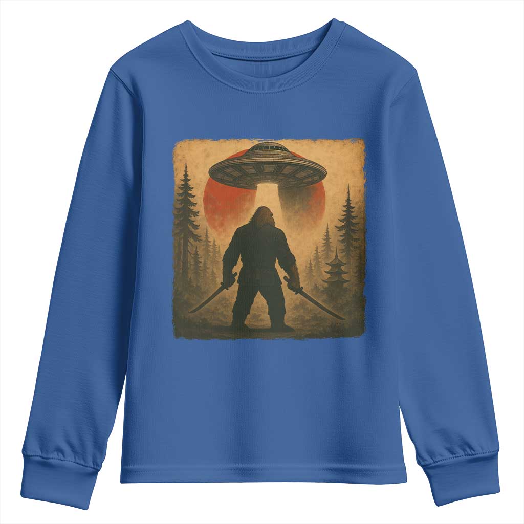 Samurai Bigfoot Youth Sweatshirt Japanese Vintage Ukiyoe Style - Wonder Print Shop