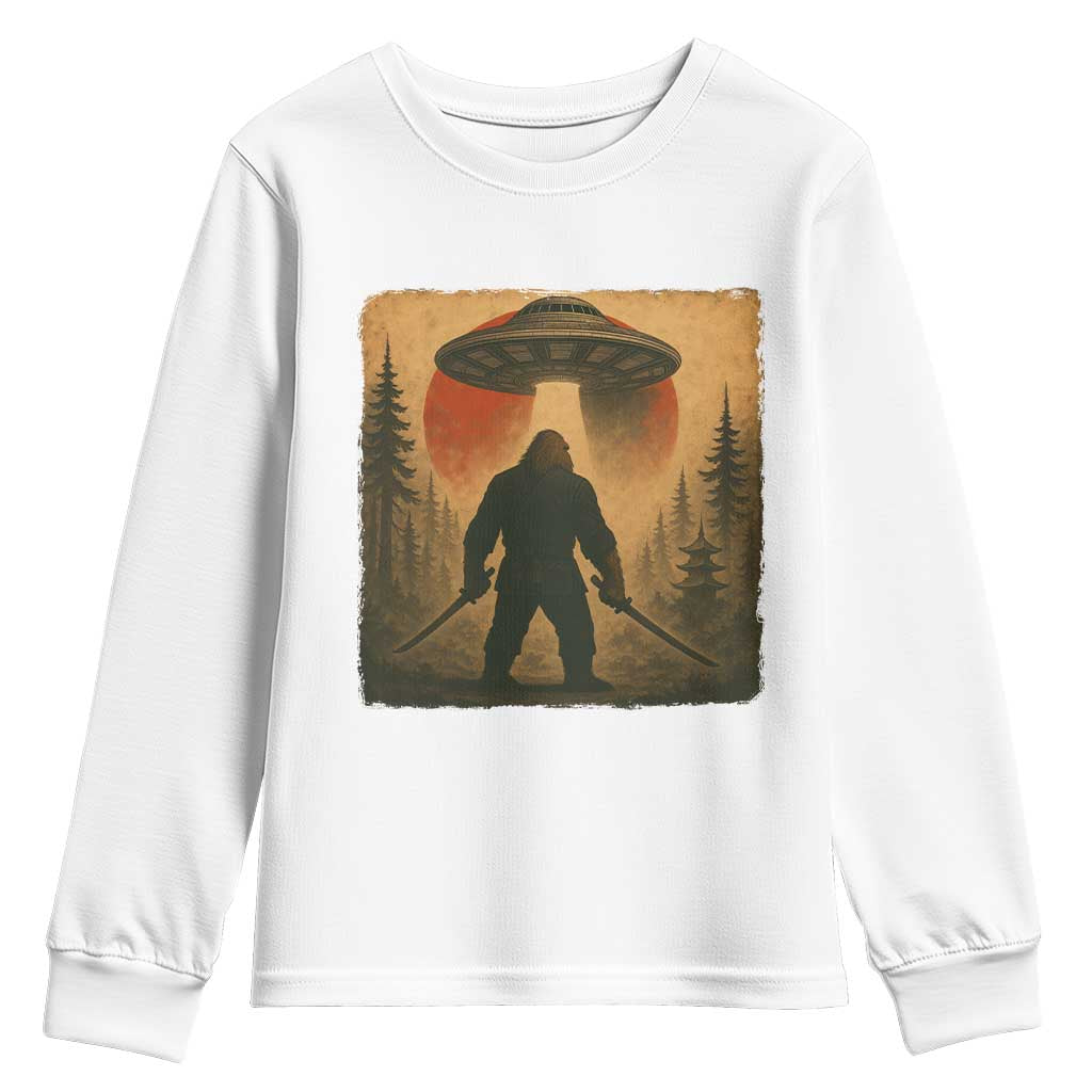 Samurai Bigfoot Youth Sweatshirt Japanese Vintage Ukiyoe Style - Wonder Print Shop
