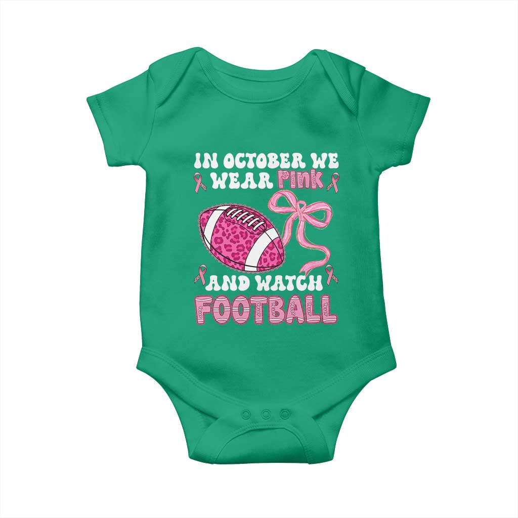 In October We Wear Pink And Watch Football Baby Onesie Breast Cancer Awareness Gift - Wonder Print Shop