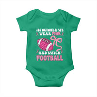 In October We Wear Pink And Watch Football Baby Onesie Breast Cancer Awareness Gift - Wonder Print Shop
