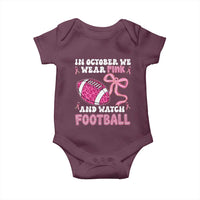 In October We Wear Pink And Watch Football Baby Onesie Breast Cancer Awareness Gift - Wonder Print Shop
