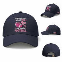 In October We Wear Pink And Watch Football Baseball Cap Breast Cancer Awareness Gift