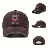 In October We Wear Pink And Watch Football Washed Cotton Baseball Cap Breast Cancer Awareness Gift