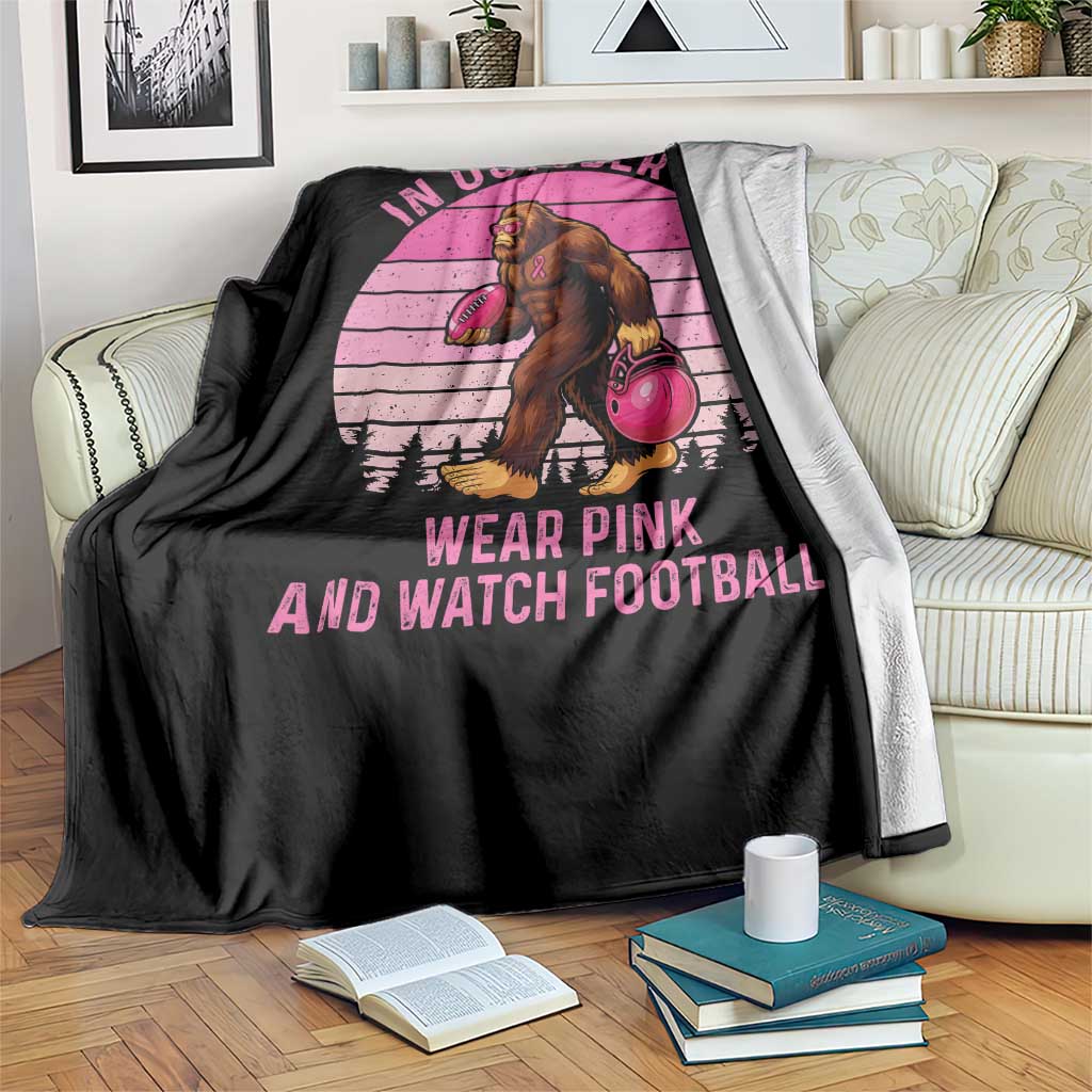 In October We Wear Pink Football Throw Blanket Support Breast Cancer Awareness - Wonder Print Shop