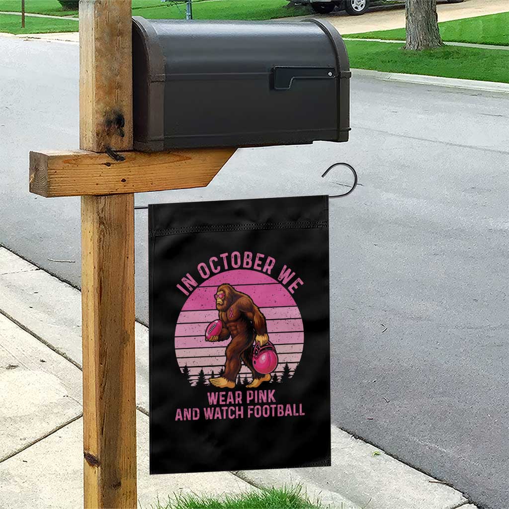 In October We Wear Pink Football Garden Flag Support Breast Cancer Awareness - Wonder Print Shop
