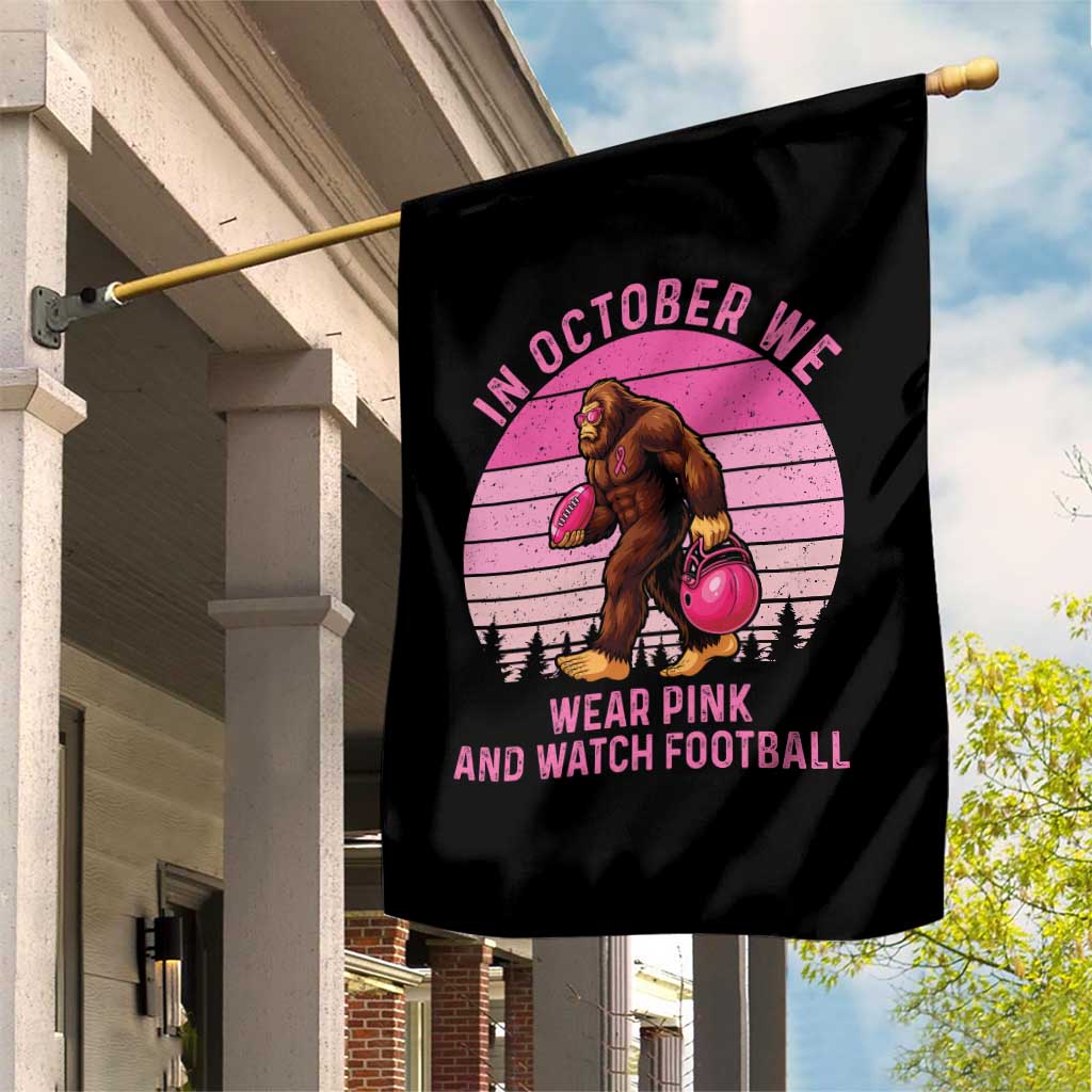 In October We Wear Pink Football Garden Flag Support Breast Cancer Awareness - Wonder Print Shop