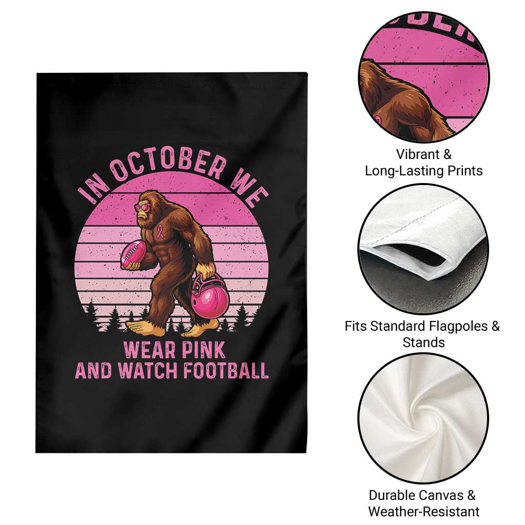 In October We Wear Pink Football Garden Flag Support Breast Cancer Awareness - Wonder Print Shop