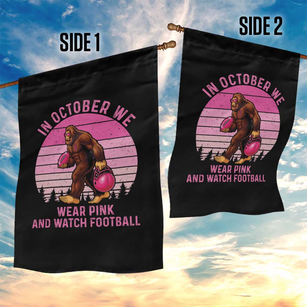 In October We Wear Pink Football Garden Flag Support Breast Cancer Awareness - Wonder Print Shop