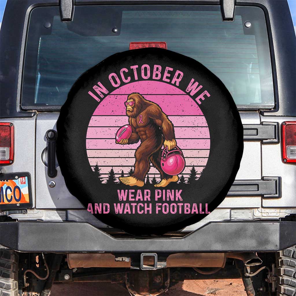 In October We Wear Pink Football Spare Tire Cover Support Breast Cancer Awareness - Wonder Print Shop