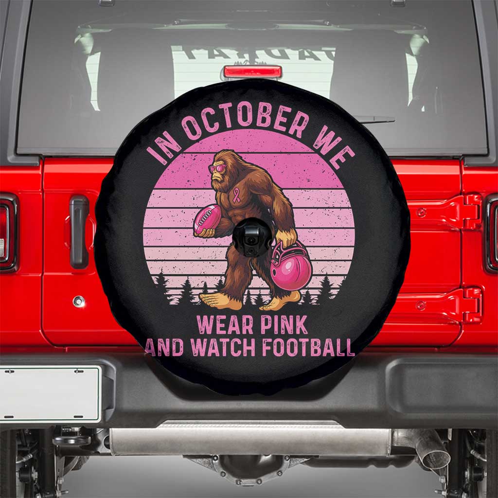 In October We Wear Pink Football Spare Tire Cover Support Breast Cancer Awareness - Wonder Print Shop