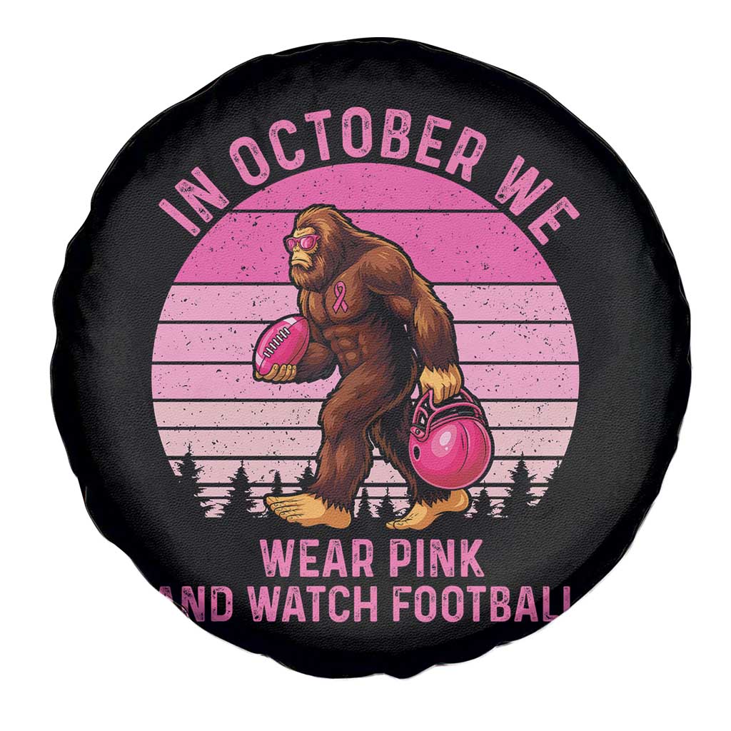 In October We Wear Pink Football Spare Tire Cover Support Breast Cancer Awareness - Wonder Print Shop