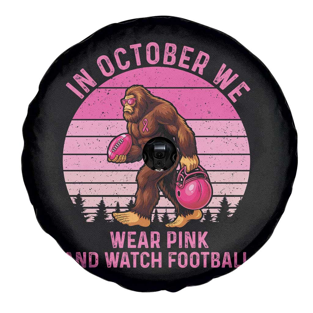 In October We Wear Pink Football Spare Tire Cover Support Breast Cancer Awareness - Wonder Print Shop