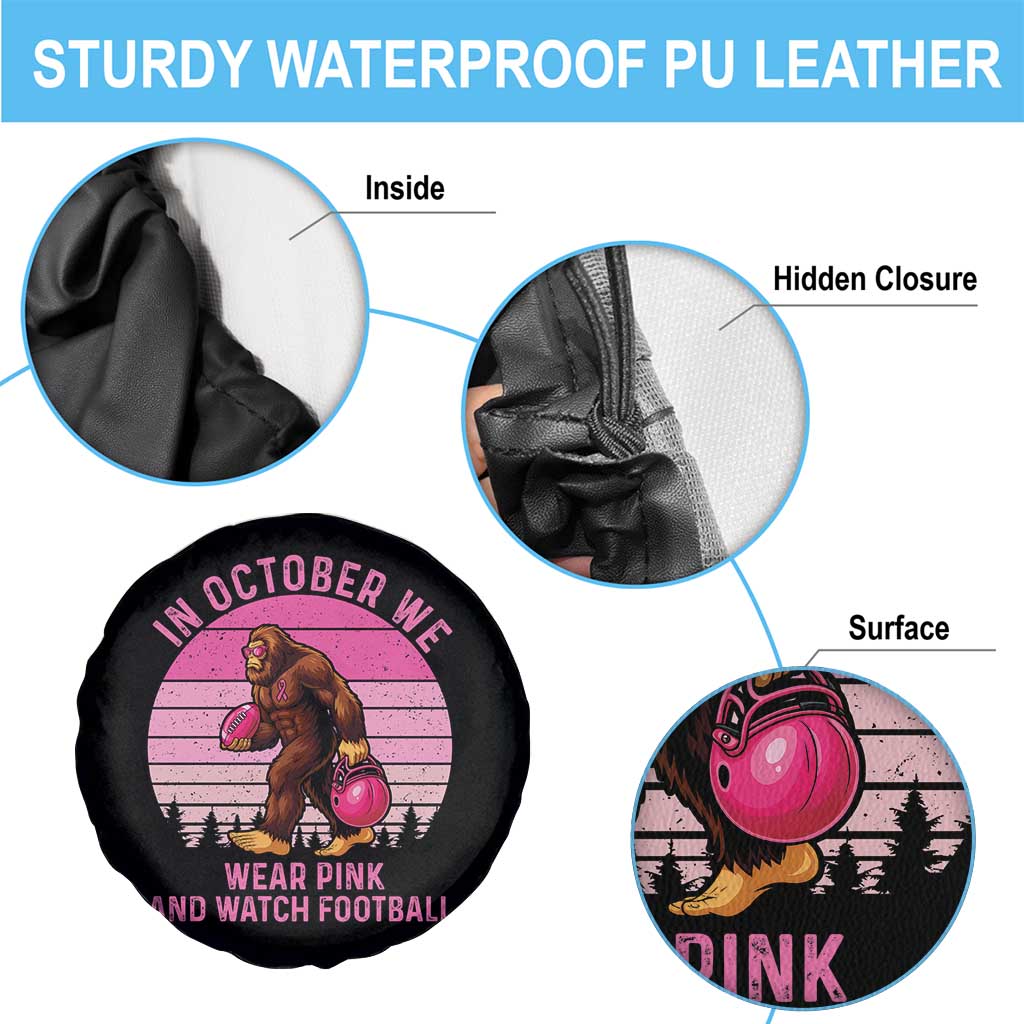 In October We Wear Pink Football Spare Tire Cover Support Breast Cancer Awareness - Wonder Print Shop