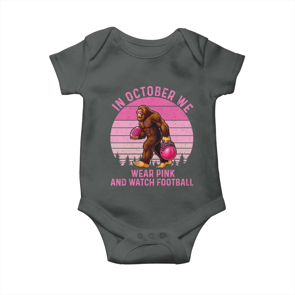 In October We Wear Pink Football Baby Onesie Support Breast Cancer Awareness - Wonder Print Shop