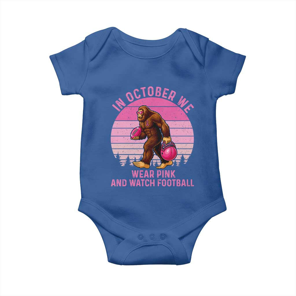 In October We Wear Pink Football Baby Onesie Support Breast Cancer Awareness - Wonder Print Shop