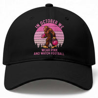 In October We Wear Pink Football Baseball Cap Support Breast Cancer Awareness