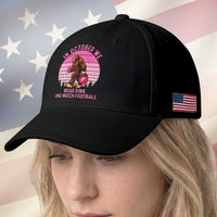 In October We Wear Pink Football Baseball Cap Support Breast Cancer Awareness
