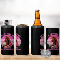 In October We Wear Pink Football 4 in 1 Can Cooler Tumbler Support Breast Cancer Awareness