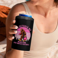 In October We Wear Pink Football 4 in 1 Can Cooler Tumbler Support Breast Cancer Awareness