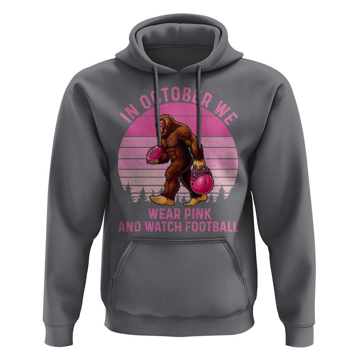 In October We Wear Pink Football Hoodie Support Breast Cancer Awareness - Wonder Print Shop