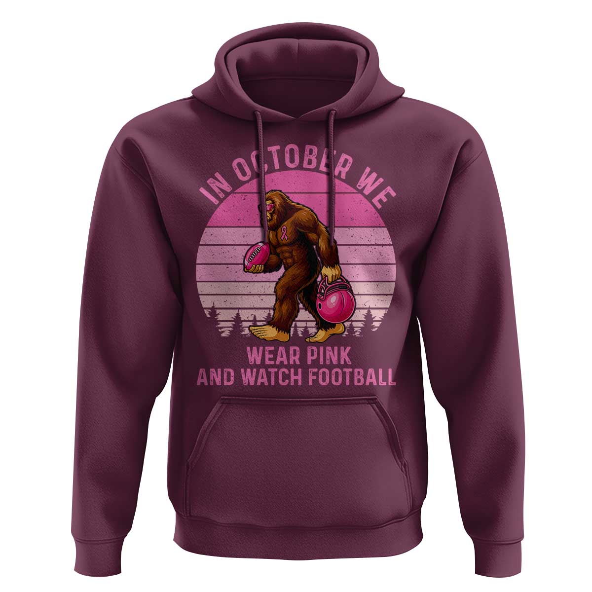 In October We Wear Pink Football Hoodie Support Breast Cancer Awareness - Wonder Print Shop