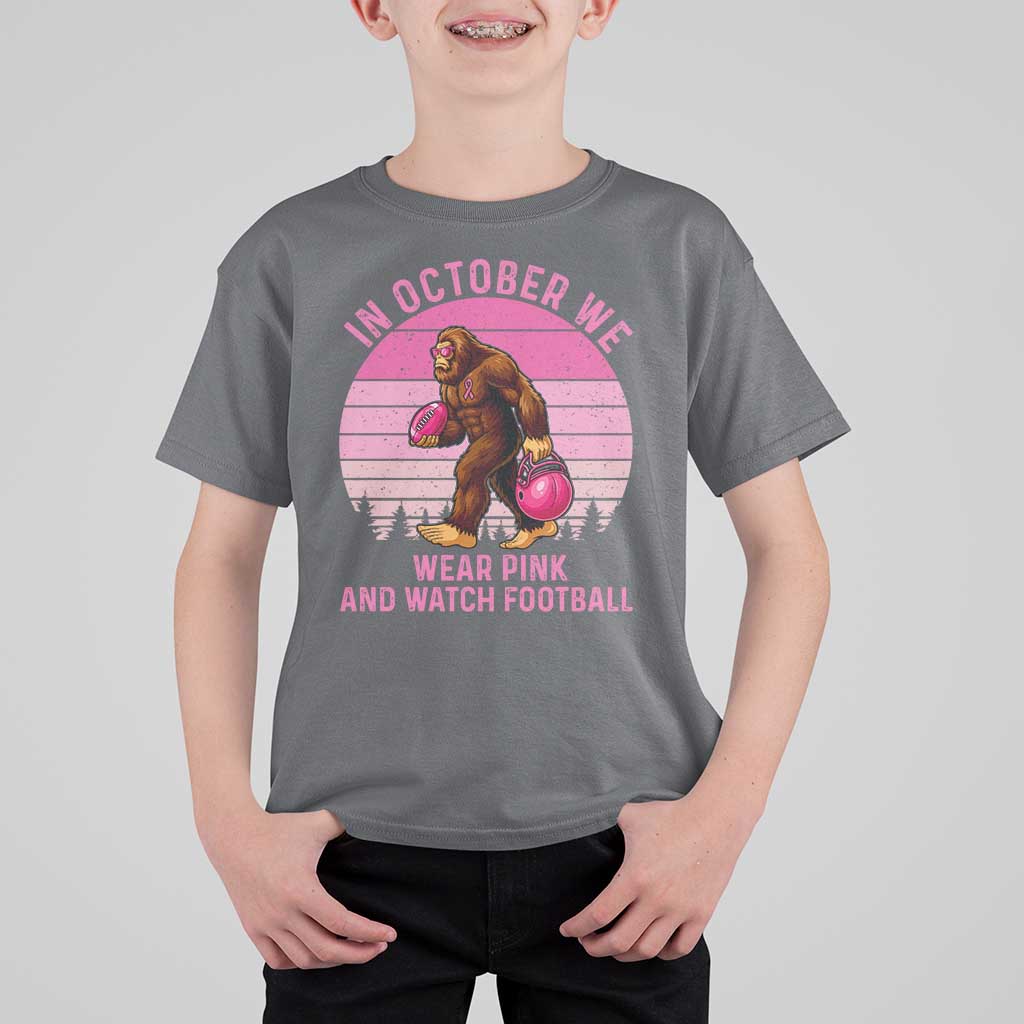 In October We Wear Pink Football T Shirt For Kid Support Breast Cancer Awareness - Wonder Print Shop