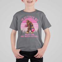 In October We Wear Pink Football T Shirt For Kid Support Breast Cancer Awareness - Wonder Print Shop