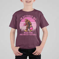 In October We Wear Pink Football T Shirt For Kid Support Breast Cancer Awareness - Wonder Print Shop