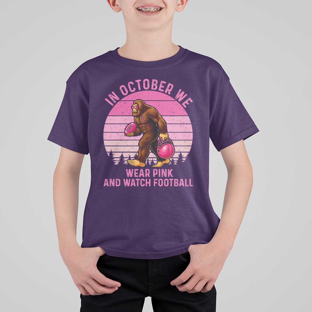 In October We Wear Pink Football T Shirt For Kid Support Breast Cancer Awareness - Wonder Print Shop