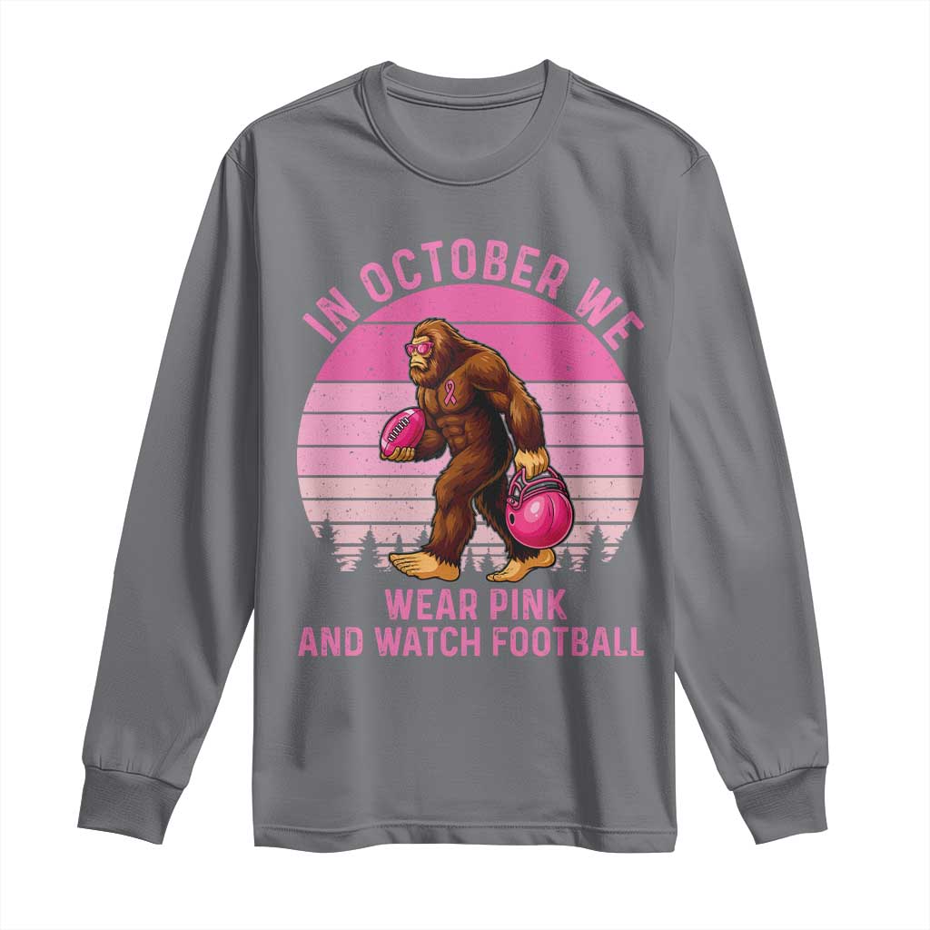 In October We Wear Pink Football Long Sleeve Shirt Support Breast Cancer Awareness - Wonder Print Shop