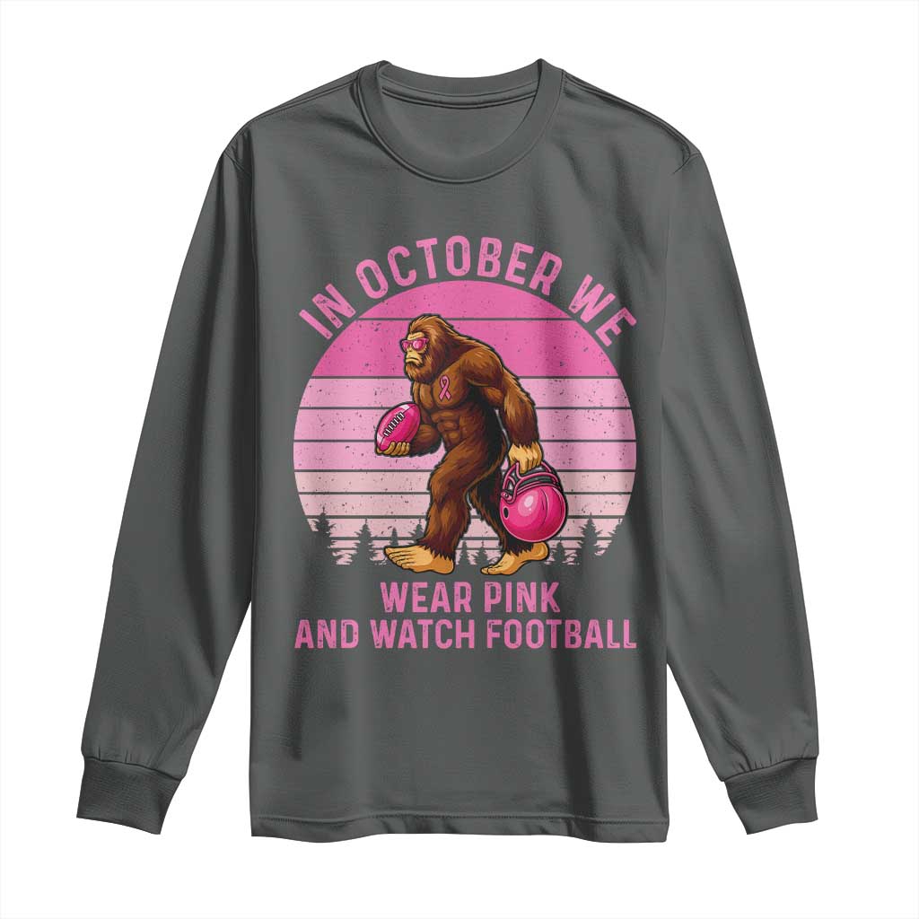 In October We Wear Pink Football Long Sleeve Shirt Support Breast Cancer Awareness - Wonder Print Shop