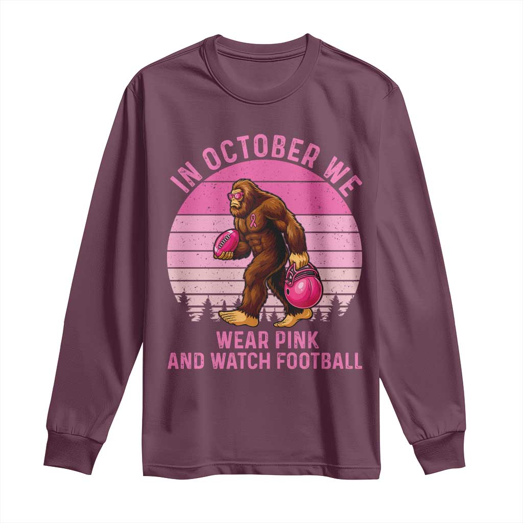 In October We Wear Pink Football Long Sleeve Shirt Support Breast Cancer Awareness - Wonder Print Shop