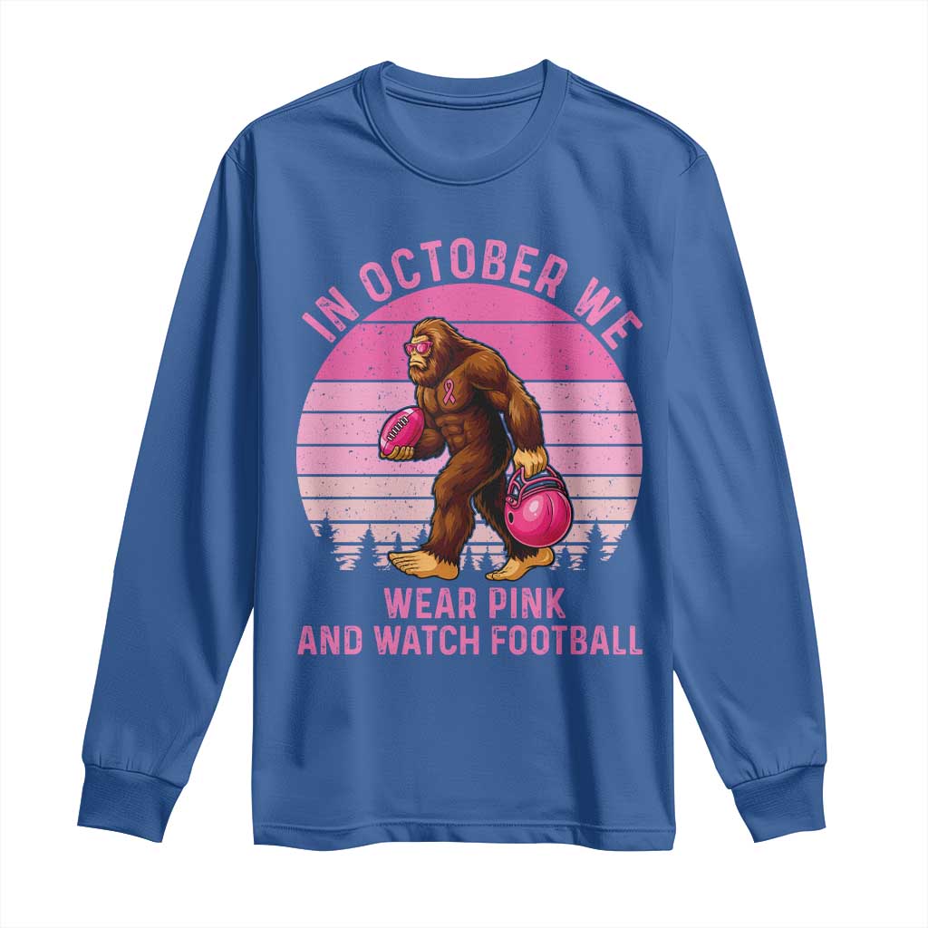 In October We Wear Pink Football Long Sleeve Shirt Support Breast Cancer Awareness - Wonder Print Shop