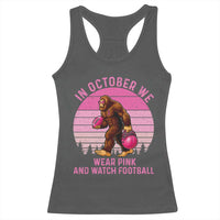 In October We Wear Pink Football Racerback Tank Top Support Breast Cancer Awareness - Wonder Print Shop