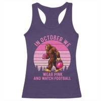 In October We Wear Pink Football Racerback Tank Top Support Breast Cancer Awareness - Wonder Print Shop