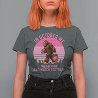 In October We Wear Pink Football T Shirt For Women Support Breast Cancer Awareness - Wonder Print Shop