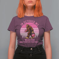 In October We Wear Pink Football T Shirt For Women Support Breast Cancer Awareness - Wonder Print Shop