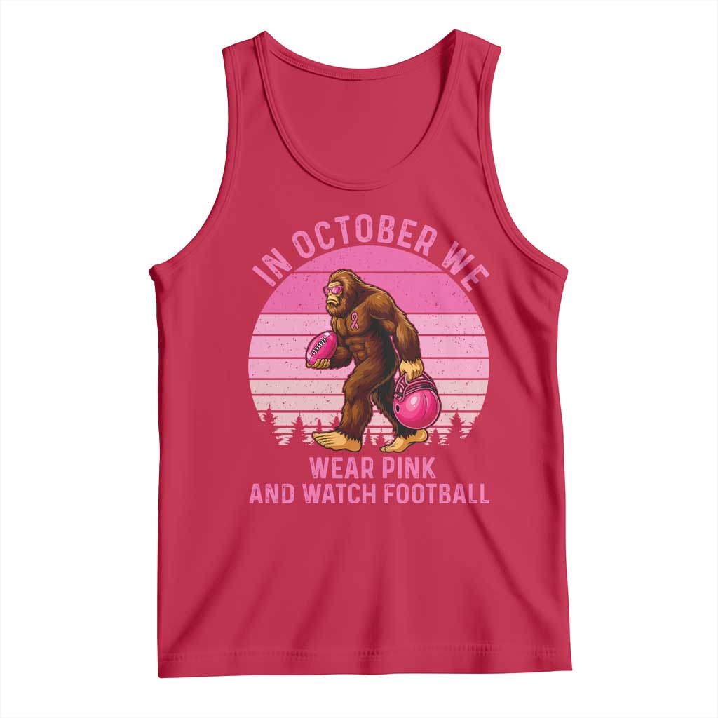 In October We Wear Pink Football Tank Top Support Breast Cancer Awareness - Wonder Print Shop