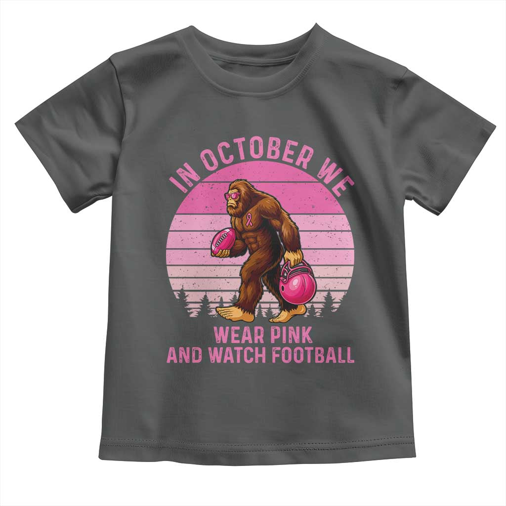 In October We Wear Pink Football Toddler T Shirt Support Breast Cancer Awareness - Wonder Print Shop