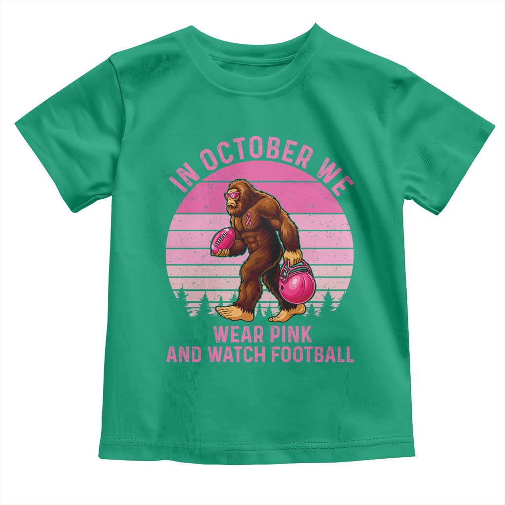 In October We Wear Pink Football Toddler T Shirt Support Breast Cancer Awareness - Wonder Print Shop